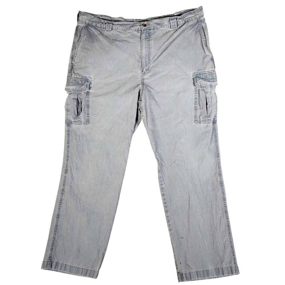 L.L.Bean Cargo Pants Mens 42x32 Blue Good Natural Fit Straight Leg Outdoor STAIN
